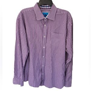 Park‎ West Mens Button Down Shirt Size XL Purple Check